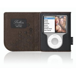 Housse portefeuille en cuir Belkin pour iPod nano - Noir/Chocolat